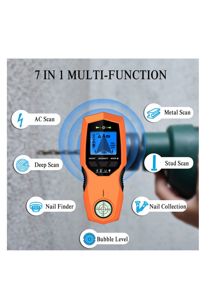 Generic - Stud Finder Wall Scanner, 7 in 1 upgraded Electronic Stud Sensor with Magnetic Bubble Level, Digital LCD Display, Beam Finders Wall Detector for Wood, AC Wire, Metal Studs, Joist Pipe - Image 1