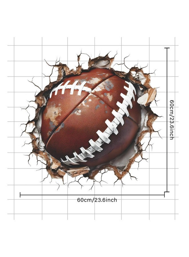 WOYINIS 3D Football Wall Decal 24" × 24" Break Through The Wall Rugby Wall Stickers Peel and Stick Sport Theme Wall Art Decor Stickers for Boys Teens Bedroom Playroom - Image 3