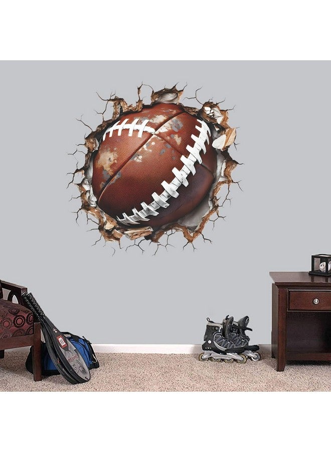 WOYINIS 3D Football Wall Decal 24" × 24" Break Through The Wall Rugby Wall Stickers Peel and Stick Sport Theme Wall Art Decor Stickers for Boys Teens Bedroom Playroom - Image 4