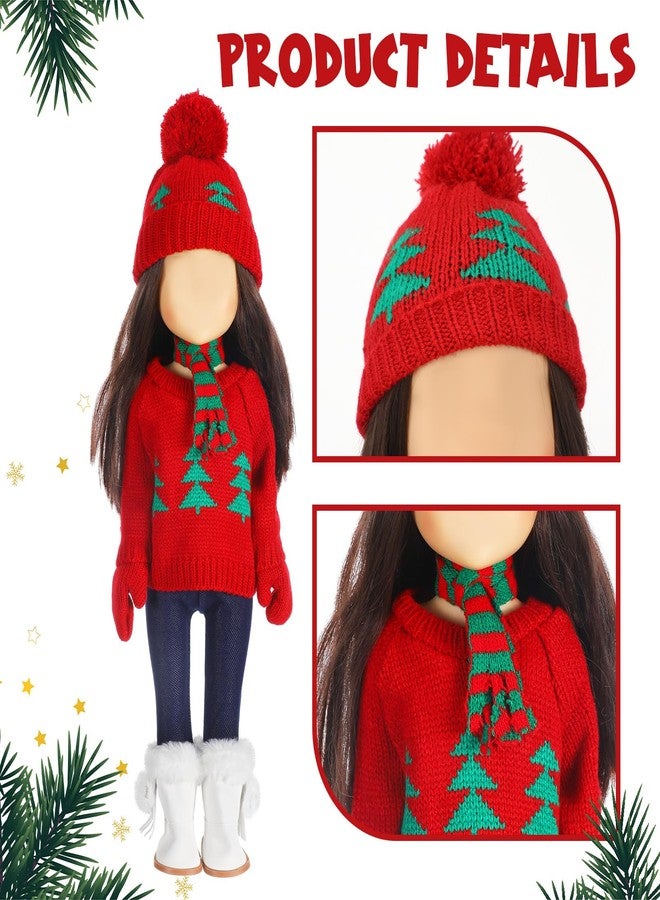 Bencailor 6 Pcs Winter 18 Inch Doll Clothes and Accessories Winter Outfits Set Sweaters Trousers Hats Shoes for 18 Inch Doll Gifts(Tree Red White Green,Classic) - Image 5