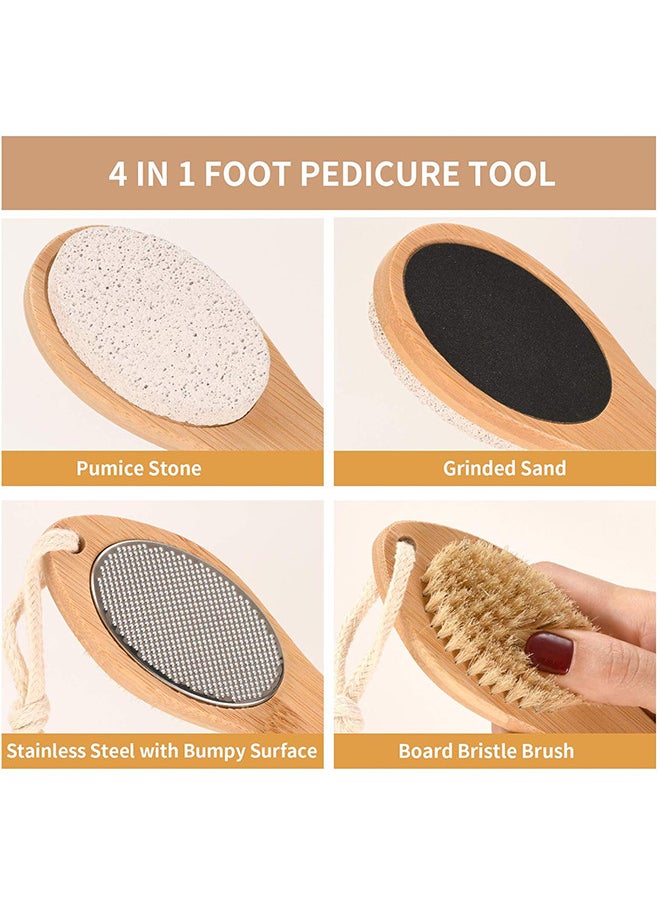 Depend Feet Pedicure Scrubber Exfoliator Tools, Multi-Purpose 4 In 1 Foot Pedicure Brush Pumice Stone, Scrubber And File For Soft Care, Foot File Callus Remover  - Image 2