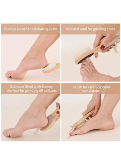 Depend Feet Pedicure Scrubber Exfoliator Tools, Multi-Purpose 4 In 1 Foot Pedicure Brush Pumice Stone, Scrubber And File For Soft Care, Foot File Callus Remover  - Image 3