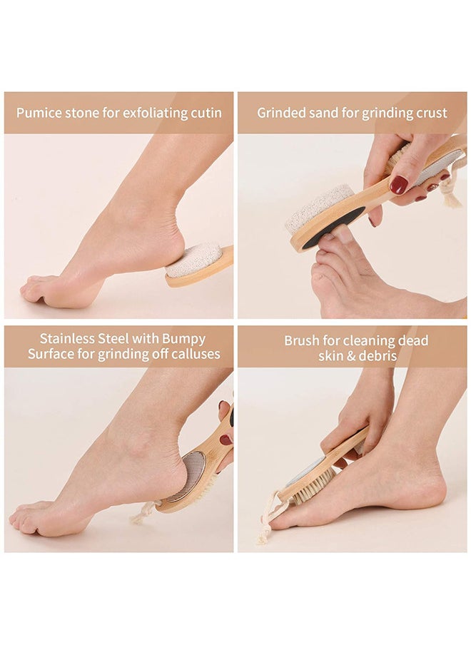 Depend Feet Pedicure Scrubber Exfoliator Tools, Multi-Purpose 4 In 1 Foot Pedicure Brush Pumice Stone, Scrubber And File For Soft Care, Foot File Callus Remover  - Image 3