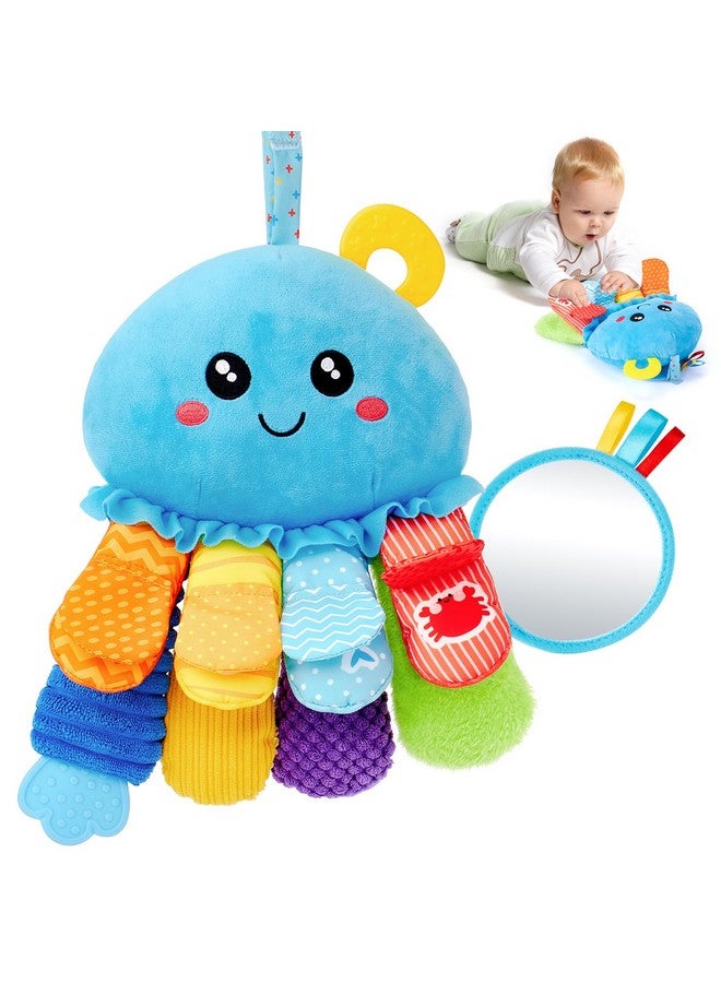 hahaland ألعاب حسية للأطفال من هاهالاند 0-6 أشهر - لعبة لينة لوقت البطن مع مرآة وصوت مميز للأطفال الرضع، ألعاب مقعد السيارة المعلقة، هدايا للمواليد الجدد 3 4 5 6 أشهر - Image 1