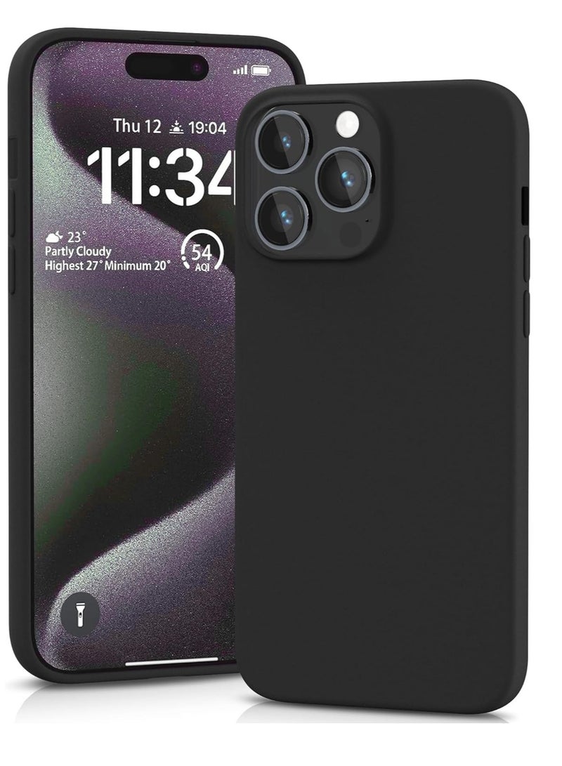 ELTRAZONE ELTRAZONE Silicone Case for iPhone 15 Pro Max, Soft-Touch, Shockproof, DustProof, Antiskid Full Body Armour Phone Cover for Apple iPhone 15 Pro Max - Black - Image 1