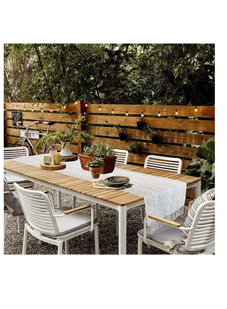 Y&D Braided Farmhouse Table Runner Cotton Linen Boho Vintage Woven Decorations with Tassel for Dining Party Holiday Desert Sage 13 x 70'' - Image 2