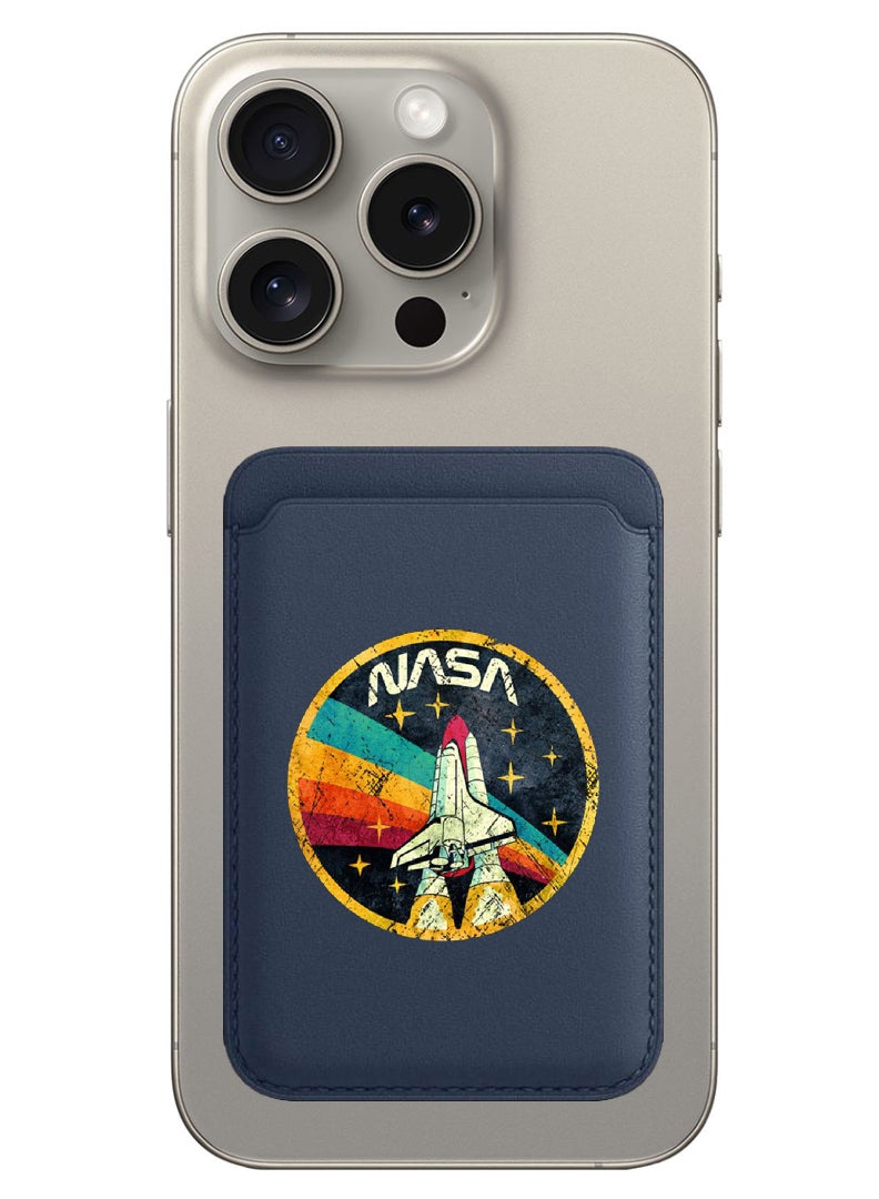 Theodor Magnetic Wallet, Compatible with MagSafe Wallet, for iPhone Wallet, for iPhone 16/15/14/13/12 Series, Not for iPhone 13/12 mini, 3 Card Holder, Vegan Leather, Navy - Nasa 2 - Image 1