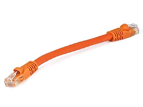 Monoprice Cat5e Ethernet Patch Cable - 0.5 Feet - Orange | Network Internet Cord - RJ45, Stranded, 350Mhz, UTP, Pure Bare Copper Wire, 24AWG - Image 1