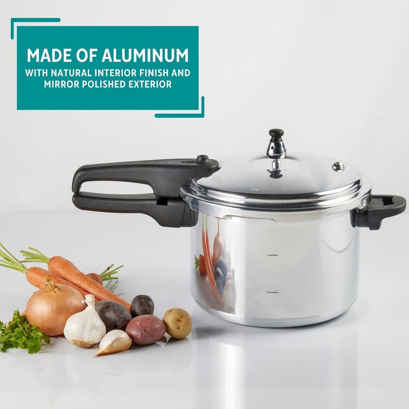 Mirro 92160A وعاء ضغط من الألمنيوم المصقول بسعة 10-PSI، 6-كوارت، فضي - - Image 3