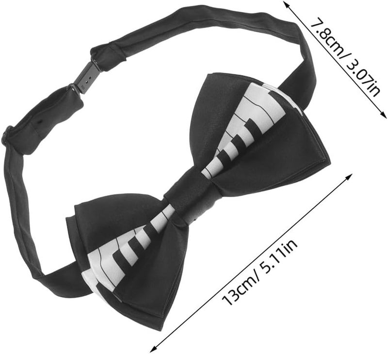 3pcs Pre-tied Music Bow Ties Set – Piano Keys Cartoon Symbol Pattern, Clip-on Neckties for Men and Boys, Wedding Party and Performer Accessories - Image 2
