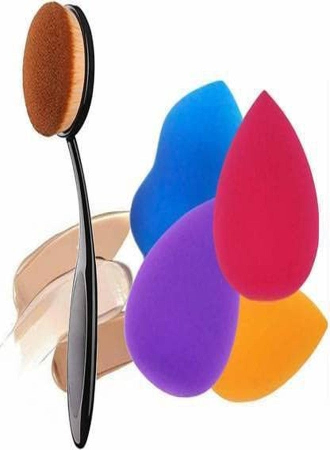 DATNASAYAD Foundation Brush With 4 Pc Blender Puff (5 Items In The Set) - Image 1