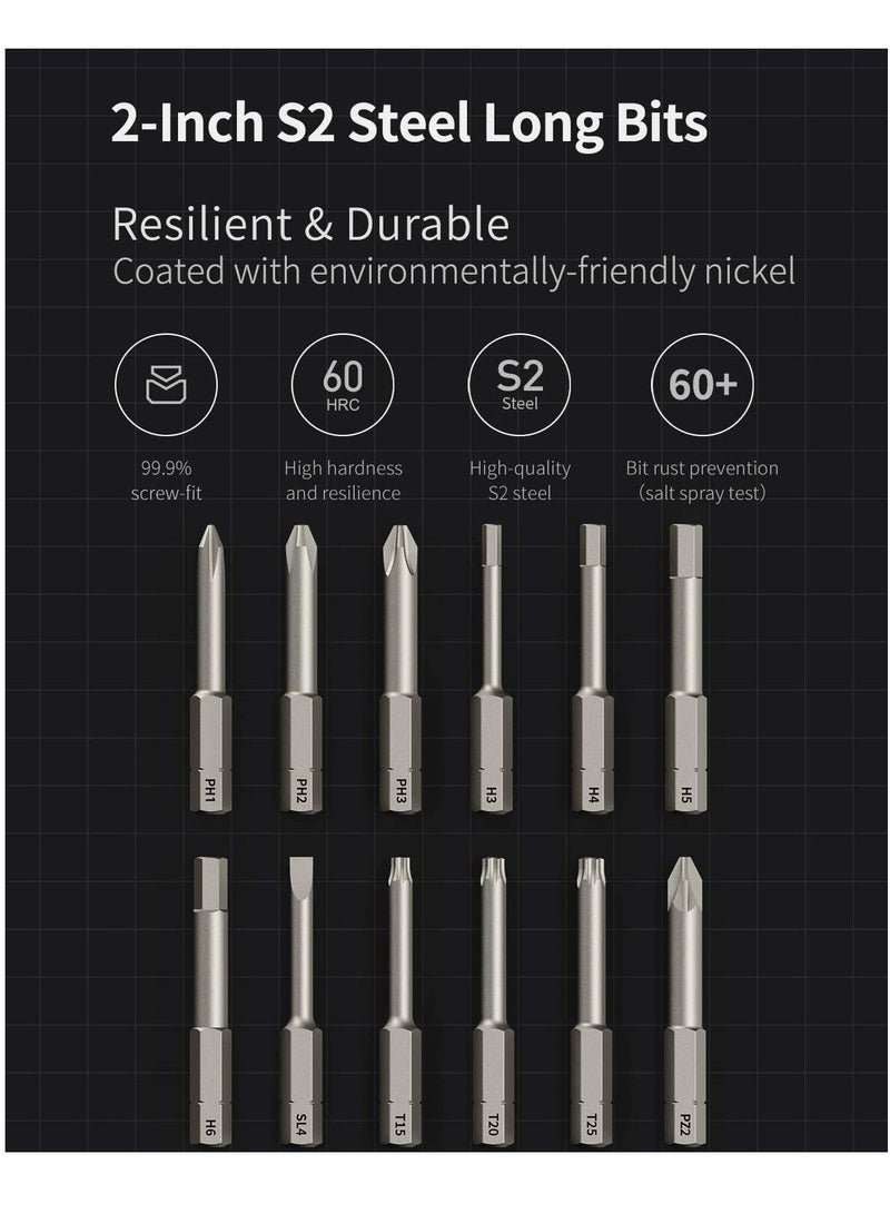 واي آند دي Electric Screwdriver, 3.6V Cordless Screwdrive Set, All-in-One Design, USB-C Charging Cable, Manual & Electric, LED Shadowless Light, 3 Torque, 5N.m 1500mAh, 12Pcs Bit for Electrical Repairs  - Image 4