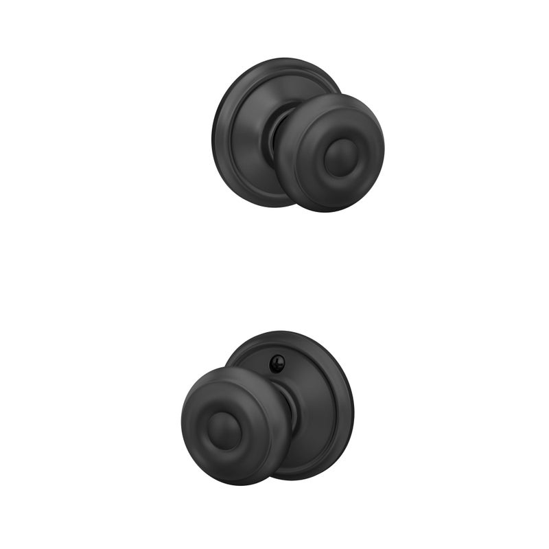 Schlage F10 GEO 622 Standard Door Knob, Hall & Closet Passage Lock, Matte Black - Image 3
