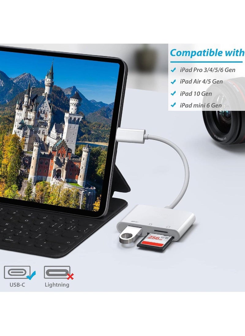 USB C to SD Card Reader, SD Card Adapter with SD MicroSD USB 3 Ports, USBC Memory Card Reader for iPhone 15 Pro Max, iPad Pro/Air/Mini, Mac, MacBook Pro/Air, and More USB-C/Type C Devices - Image 3