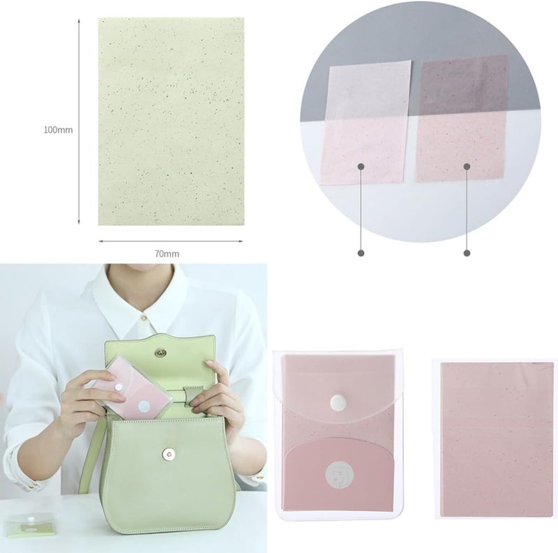 Facial Oil Absorbing Sheets Blotting Papers 80pcs Natural Pine Wood Flax Pulp Summer Refreshing Oil Control for Oily Skin Travel Use Random Color - Image 4