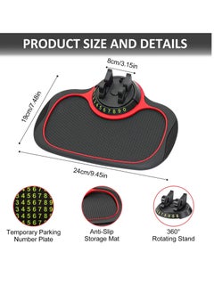Generic Multifunction Car Anti-Slip Mat Auto Phone Holder, Rotatable Anti Skid Car Dashboard Pad with Temporary Parking Numbe, Universal Phone Holder With Extra Large Pad For Phones Sunglasses Keys Gadgets  - Image 2