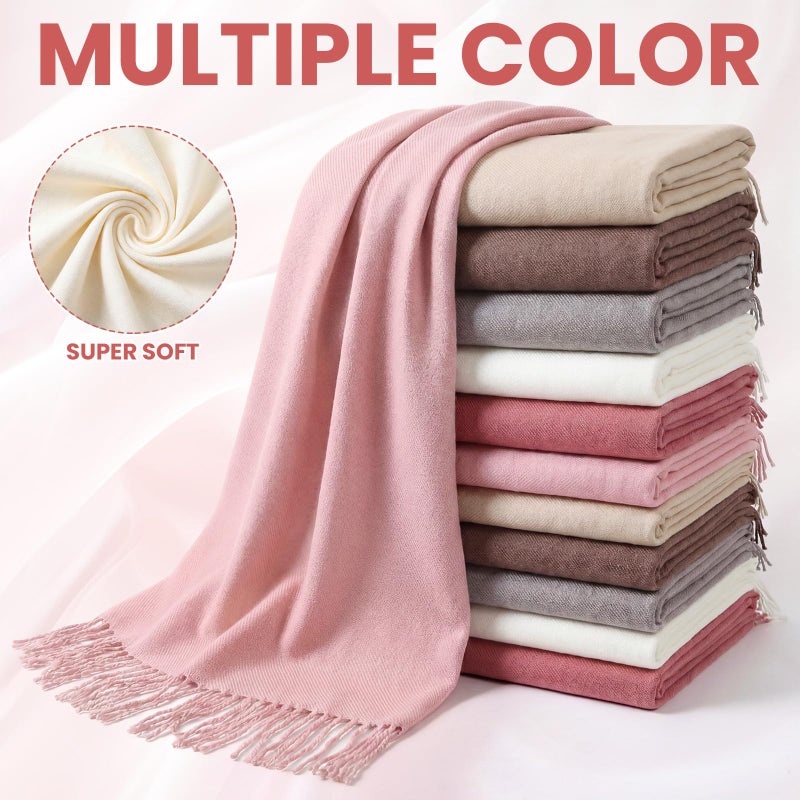 Cutecrop 12 Sets Wedding Pashmina Shawls Wraps Gift for Guests Elegant Bridal Bridesmaid Winter Wedding Party Favors (Pink Colors) - Image 5