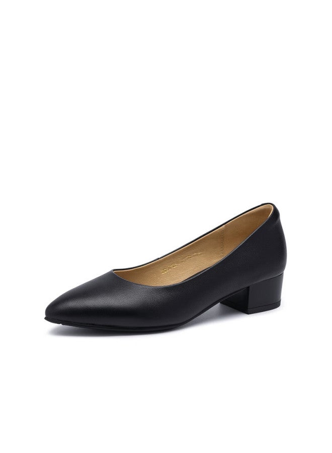 Satchi Fashion Chunky Heel Work Shoes For Women  Spring Genuine Leather Low-cut Professional Flats M258125a