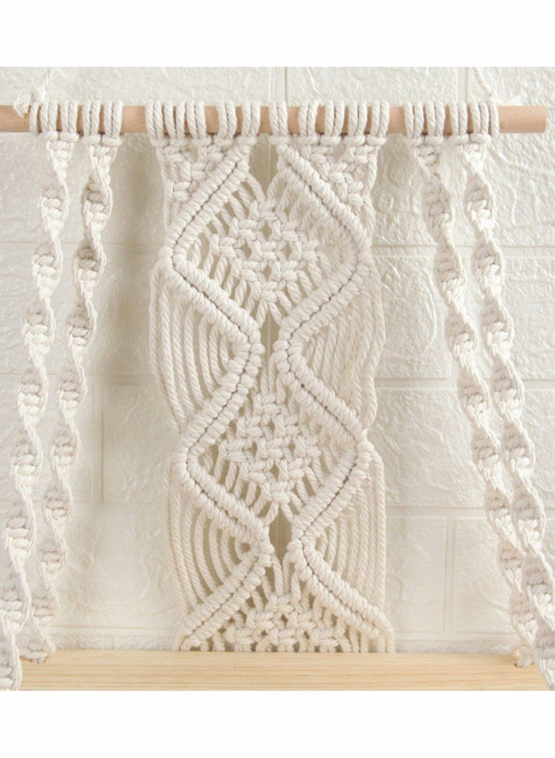 Excefore Wall Hanging Shelf Boho Decor Wood Floating Shelf for Bedroom Living Room Nursery Bathroom, Handmade Woven Rope Storage Rack for Photo Frames Plant Display  - Image 2