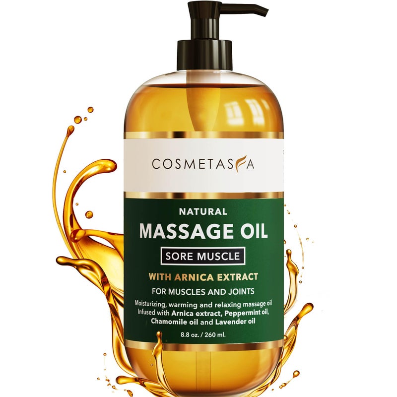 Cosmetasa Sore Muscle Massage Oil - 8.8 oz, Soothes Muscle and Joint with Arnica Extract, Peppermint, Chamomile, and Lavender Oil (8.8 oz, Sore Muscle) - Image 1