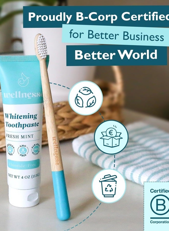 Wellnesse Whitening Toothpaste - Teeth Whitening Fluoride Free Natural Toothpaste - Fresh Mint - 3 Tubes, 4 oz - Made with Hydroxyapatite Powder, Green Tea Powder, and Aloe Vera - Image 5