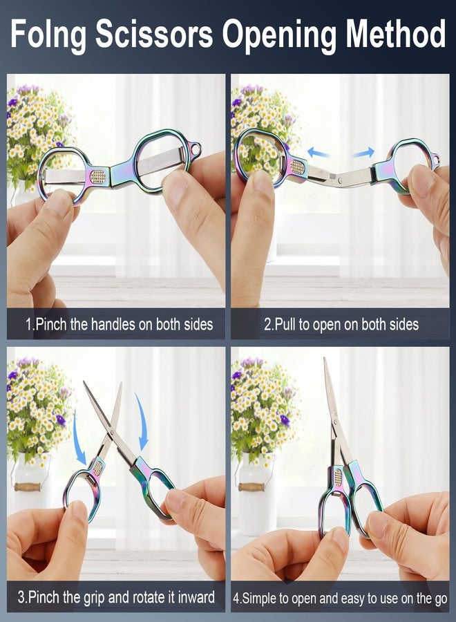 BSADIY 2 Pcs Folding Stainless Steel Portable Mini Travel Scissors, Safety Foldable Pocket Badge Small Scissors All Purpose with 2 Keychain for Travel, Home, Office, Craft, Sewing, Nurse Accessories (Color) - Image 4