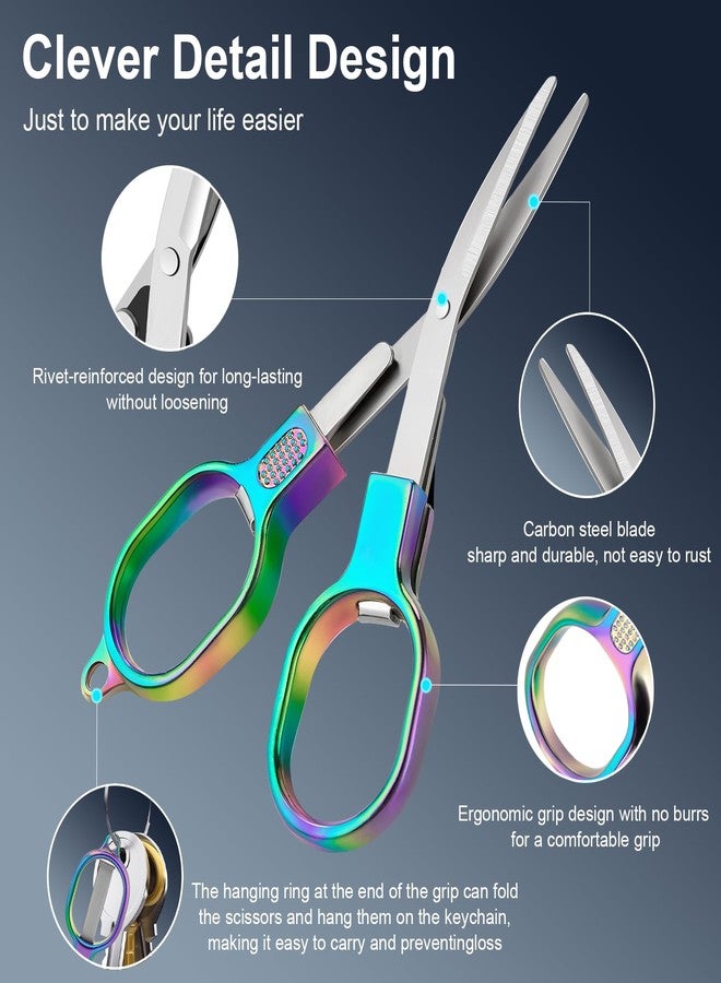 BSADIY 2 Pcs Folding Stainless Steel Portable Mini Travel Scissors, Safety Foldable Pocket Badge Small Scissors All Purpose with 2 Keychain for Travel, Home, Office, Craft, Sewing, Nurse Accessories (Color) - Image 2