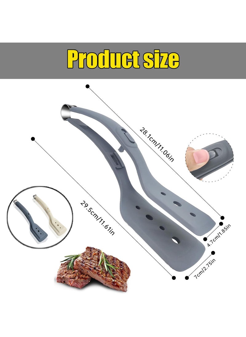 CMGTYYD 2PCS BBQ Spatula and Clamp | Silicone Kitchen Cooking Tongs with Stainless Steel | Multipurpose Barbecue Clamp for Flipping Fish, Grilling Steak, and Bread Gripping  - Image 2