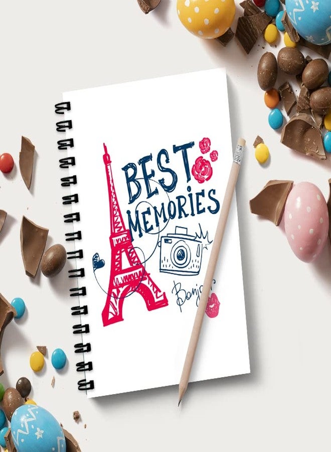 VPRINT QUALITY Best Memories Themed Notebook With Unruled Pages Unruled Diary for Creative Writing Plain Paper Notepad For Journaling Blank Small Sketchbook for Artist Wire-bound Notebook For Travel - 100 GSM - 160 Pages - (Size A5) - Image 2