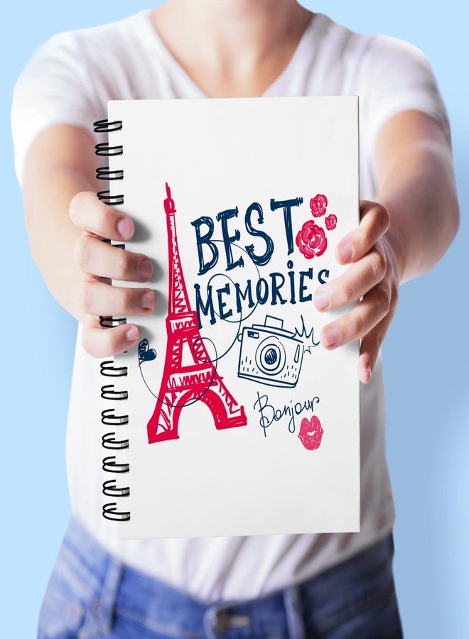 VPRINT QUALITY Best Memories Themed Notebook With Unruled Pages Unruled Diary for Creative Writing Plain Paper Notepad For Journaling Blank Small Sketchbook for Artist Wire-bound Notebook For Travel - 100 GSM - 160 Pages - (Size A5) - Image 3