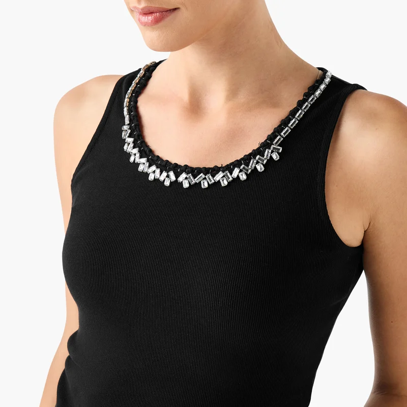 Iconic Embellished Ribbed Tank Top