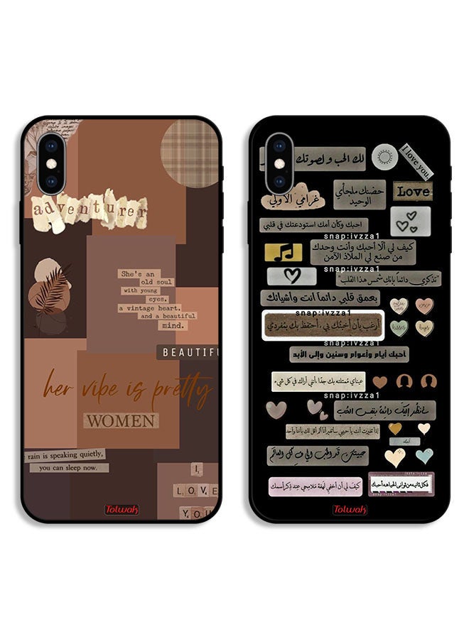 Tolwak Two Cases For Apple iPhone XS Max Protective Covers Adventure Woman And Arabaic Quote - Image 1