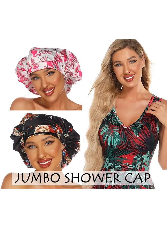 HiUmi Womens Shower Cap for Long Hair Luxury Shower Cap For Dreadlocks, Braids, Curls, Locs, Curly Hair，Mother's Day Gift （Black） - Image 3