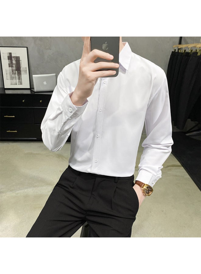 Shirt Men's Long-sleeved Spring And Autumn Business Casual No-iron Anti-wrinkle Shirt Work Wear Short-sleeved Summer Inch