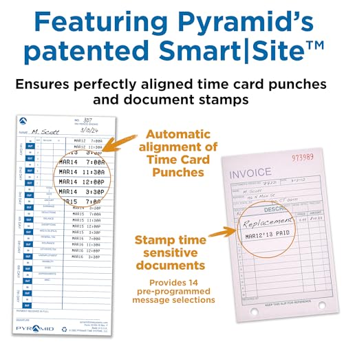 Pyramid Time Systems, 3700ss, Heavy Duty Time Clock & Document Stamp, Metal Base & Polycarbonate Cover, Includes Time Clock, 25 Time Cards, 1 Ribbon and 2 Security Keys, Time Clocks-3700 Replacement - Image 4