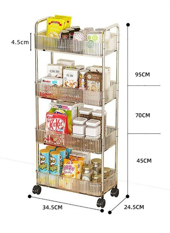 HQ-GAMING Acrylic Storage Trolley, 4 Tier Multifunction Rolling Utility Cart Kitchen Bathroom Movable Storage Shelf for Home, Office (Clear)  - Image 2