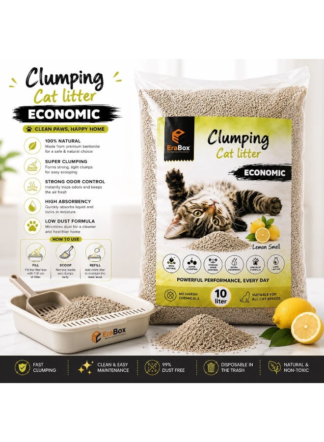 EraBox Clumping Cat Litter, Lemon Scent, 10 Liter, Economic Formula - Image 1