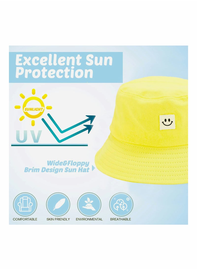 Y&D - Bucket Hat Summer Travel Cap Beach Sun Smile Visor for Women Men Teens (Smiling Face) - Image 1