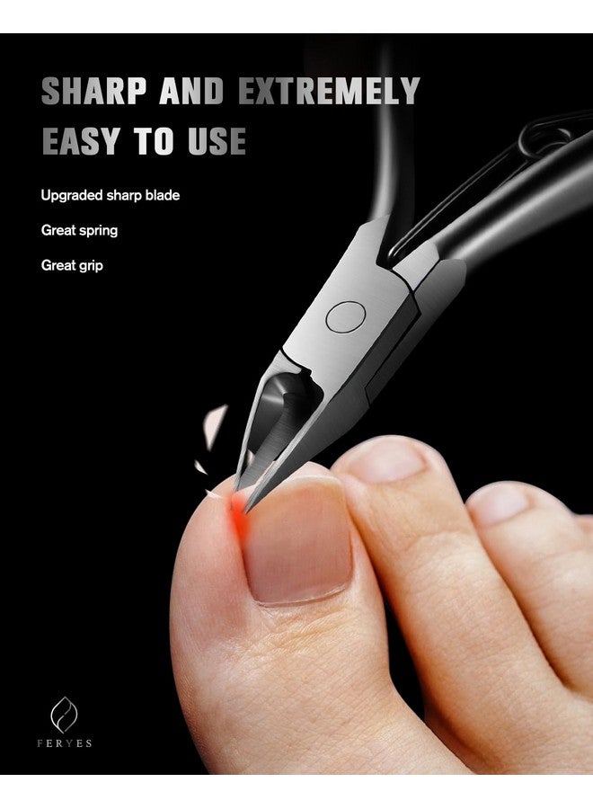 FERYES Toe Nail Clippers For Thick & Ingrown Toenails - Stainless Steel Thick Toenail Clippers For Seniors, Precision Grip Fingernail Clippers For Effortless Trimming - Silver