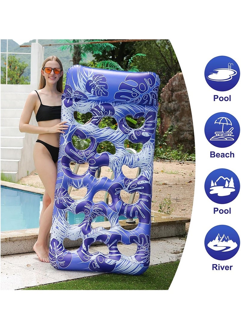 VUCATIN 180x80cm Inflatable Pool Float for Adults Eco-Friendly Ventilated Breathable Floating Beds Portable Water Lounger Beach Lake Pool Party Family Use Supports 150kg Weight (Blue) - Image 3