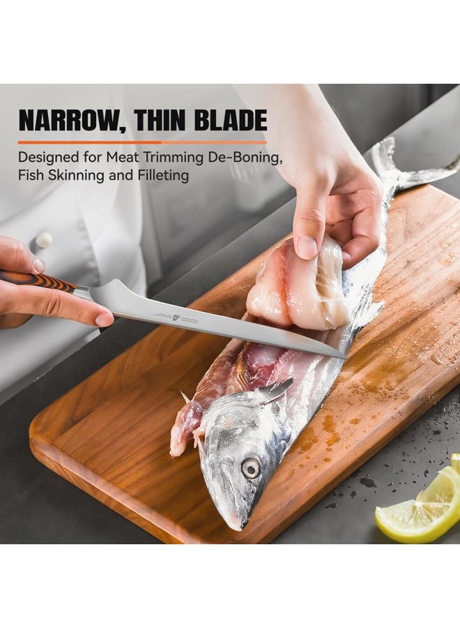 TUO Boning Knife - Razor Sharp Fillet Knife - High Carbon German Stainless Steel Kitchen Cutlery - Pakkawood Handle - Luxurious Gift Box Included - 7 inch - Fiery Phoenix Series - Image 2