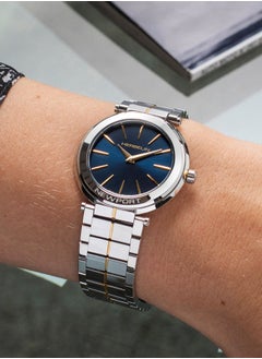 MICHEL HERBELIN Newport Slim Collection Women's Analog Quartz Watch With Stainless Steel & Gold Case &  Blue Dial - M MH NP16922/BT15  - Image 2