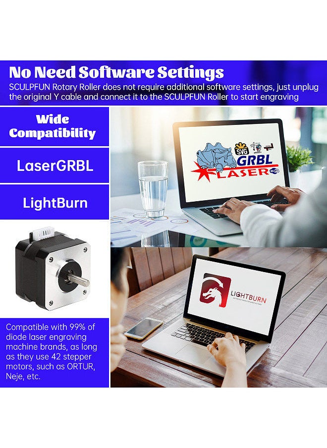 SCULPFUN Laser Rotary Roller Laser Engraver Y-axis Rotary Roller 360° Rotating for  6-150mm Different Engraving Diameter for Laser Engraving Cylindrical Objects Cans  - Image 4