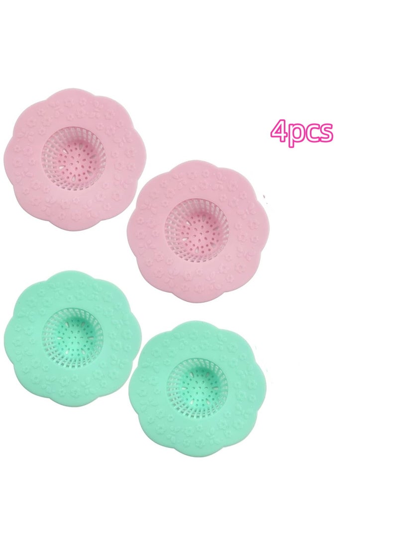 Generic - 4Pcs Drain Protector Silicone Flower Shape Drain Strainer  Reusable Sewer Anti-Clogging Sink Filter - Image 1