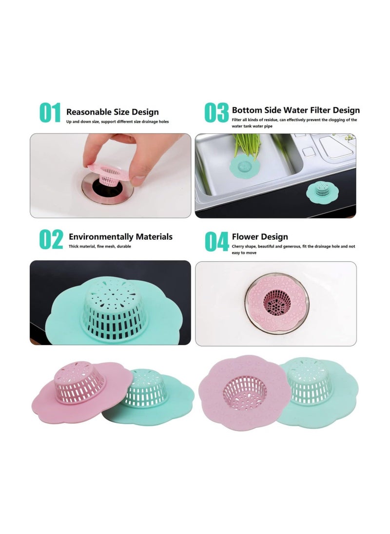 Generic - 4Pcs Drain Protector Silicone Flower Shape Drain Strainer  Reusable Sewer Anti-Clogging Sink Filter - Image 1