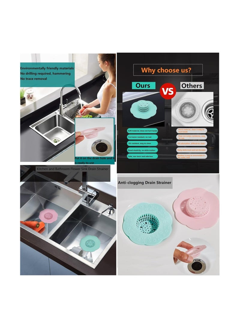 Generic - 4Pcs Drain Protector Silicone Flower Shape Drain Strainer  Reusable Sewer Anti-Clogging Sink Filter - Image 1