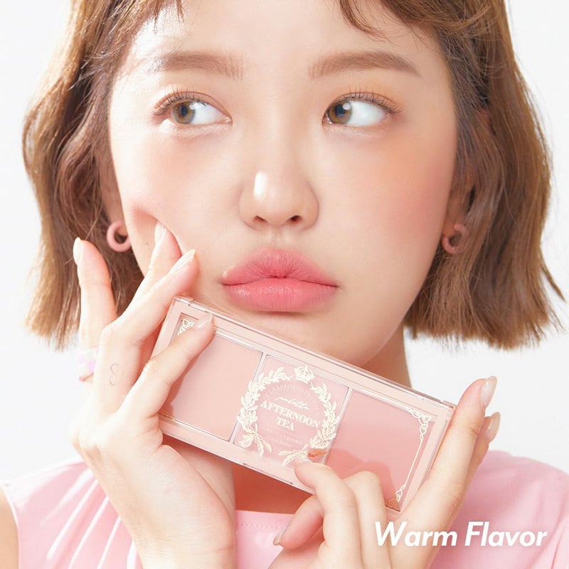 I'M MEME Blusher Palette - Afternoon Tea_Warm FLavor | Soft Pink, Peach, Lavender, 3 Shades Palette, Matte Powder, Face & Cheeks, For All Skin Tones, Powdery Finish, Lightweight Formula, 0.4 Oz - Image 2