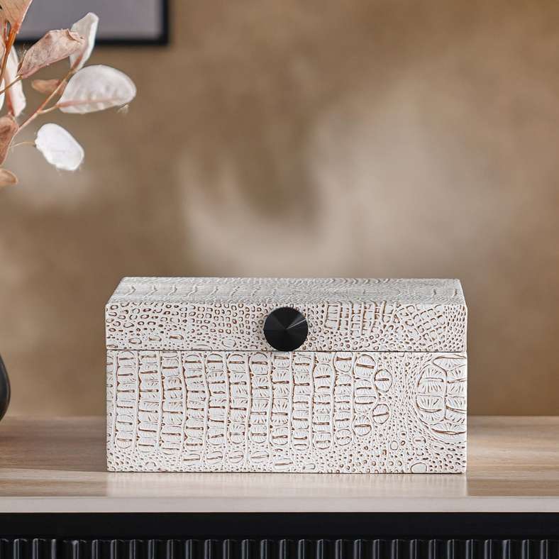 Pan Home صندوق ديكور PU باللون الأبيض الفاتح للمنزل