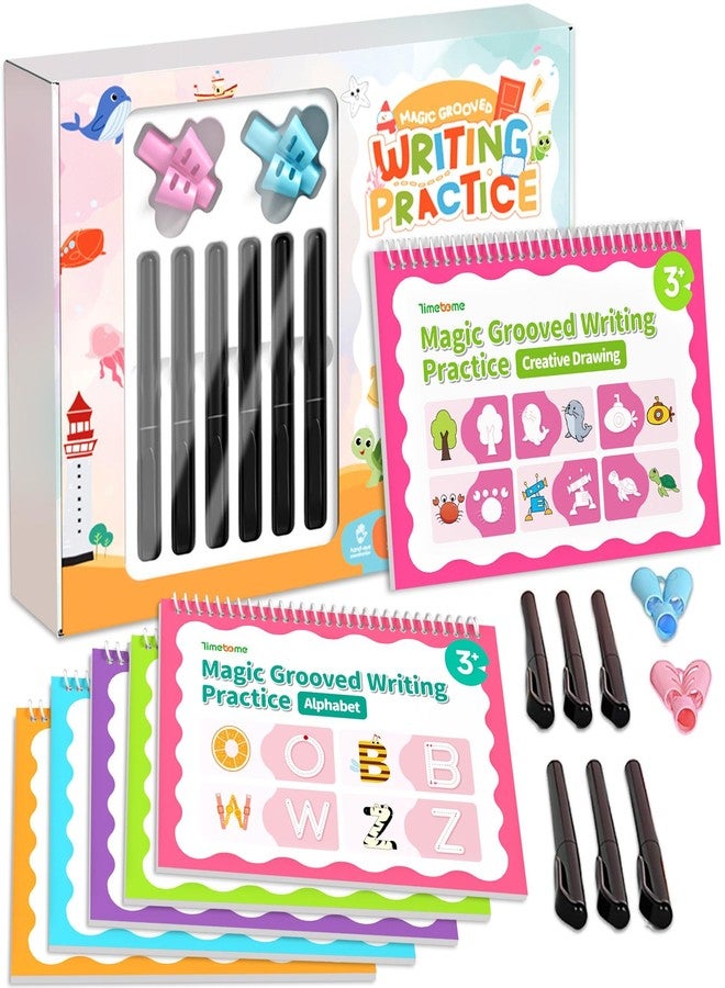 Timetome Large Magic Grooved Writing Practice for Kids 3-5, Grooved Writing Books Ages 6-8, Magic Book Handwriting Practice for Kids 5-7, Preschool Workbook Tracing Books for Boys & Girls - Image 1
