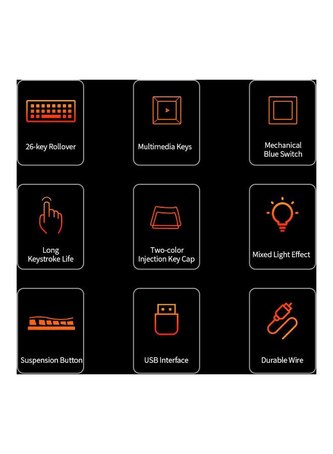 اليشمك لوحة مفاتيح سلكيّة بإضاءة مختلطة تحتوي على 87 مفتاحًا مع زرّ  ميكانيكيّ أزرق وردي وأبيض - Image 4